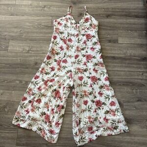 American Eagle Outfitters Jumpsuit Womens Size 10 Sleeveless White Pink Floral